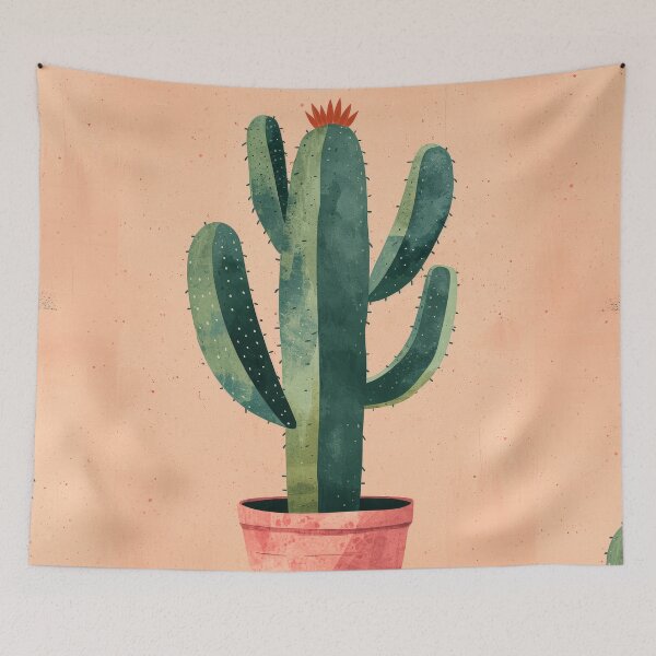 Item preview, Soothing Serenity: Minimalist Cactus Fresco Inspired by Rusticcore Abstractions designed and sold by Piotrek0001.