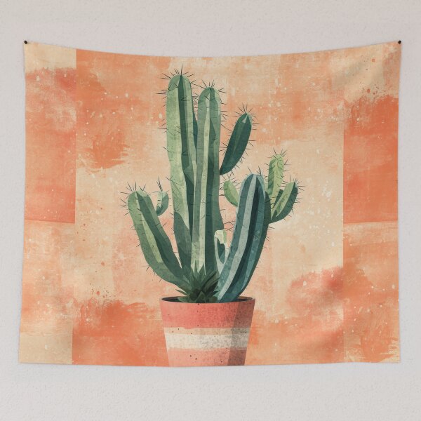 Item preview, Soothing Serenity: Minimalist Cactus Fresco Inspired by Rusticcore Abstractions designed and sold by Piotrek0001.
