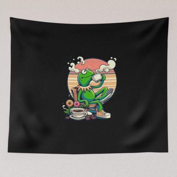 Item preview, "Kermit Sipping Tea gif". Funny Kermit sitting on a bench as he enjoys his coffee. designed and sold by Obinne.