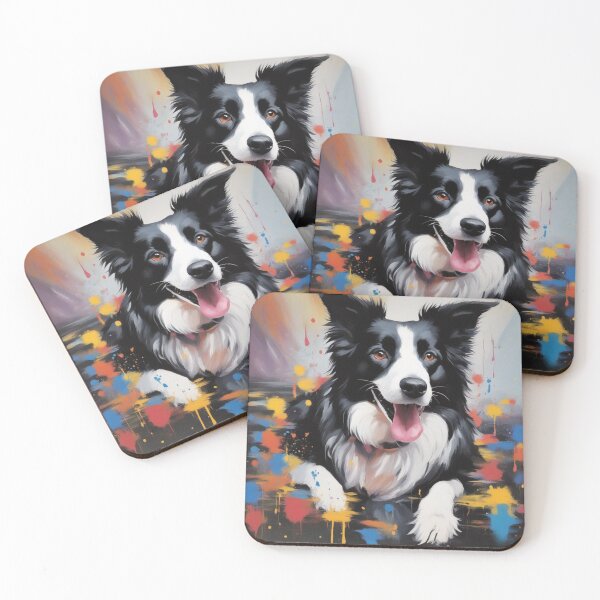 Item preview, border collie black and white art painting dog designed and sold by PetArt  ⭐⭐⭐⭐⭐.