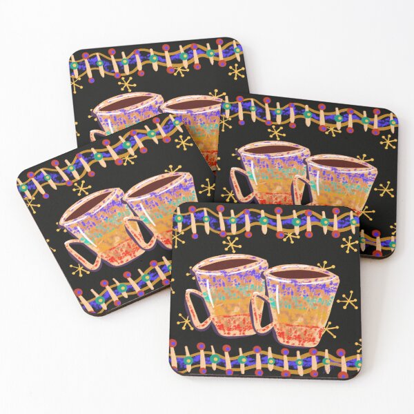 Item preview, Coffee Cups Modern Folk Art Whimsical Style by Cherie(c)2024 designed and sold by CheriesArt.