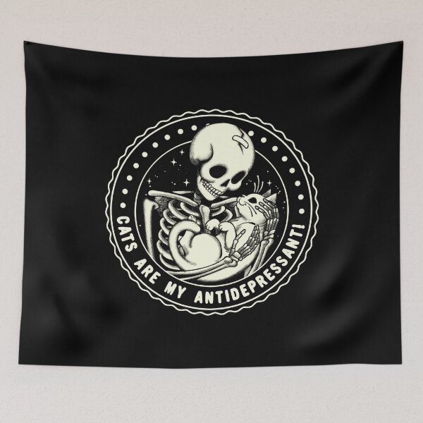 Item preview, Cats Are My Antidepressant! Funny Skeleton by Tobe Fonseca designed and sold by Tobe Fonseca®.