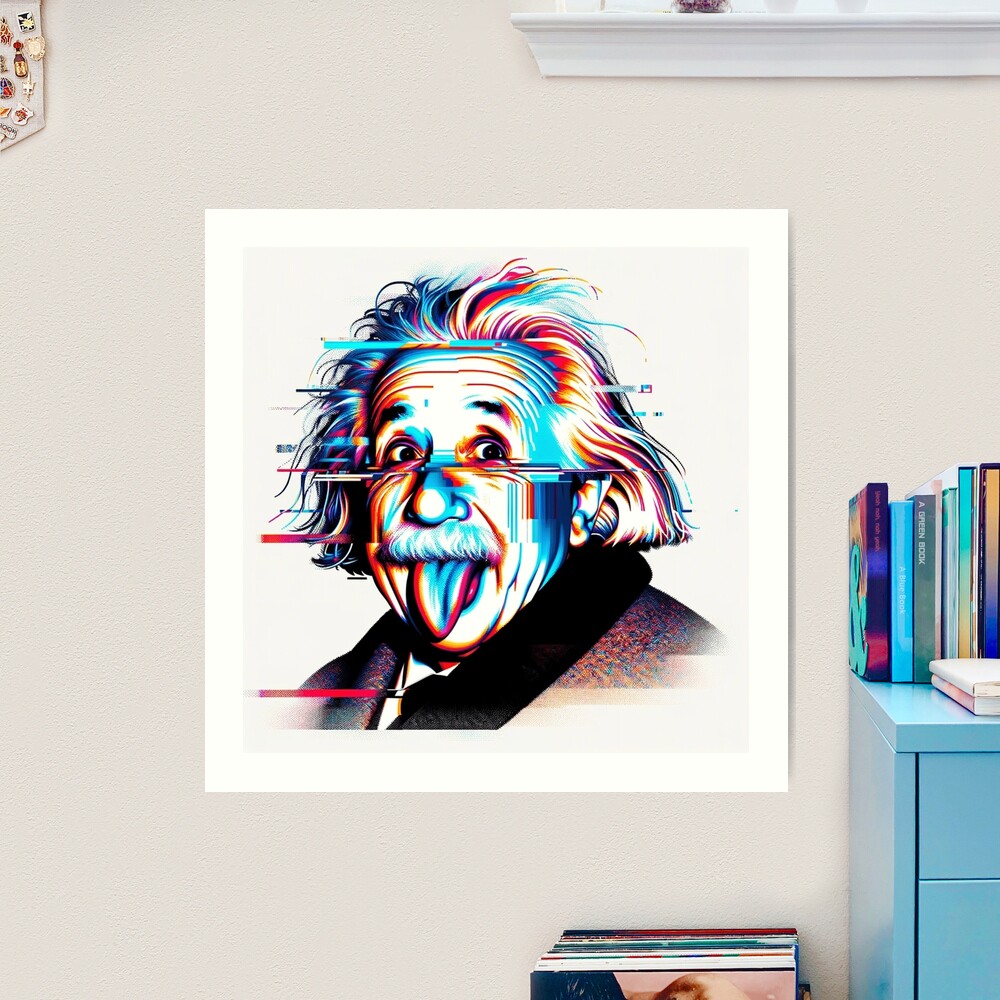 高評価アイテム Albert Einstein in Glitch Art Style 版画