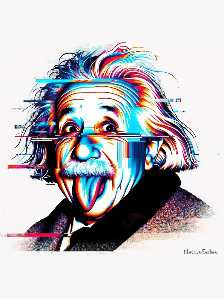 Albert Einstein in Glitch Art Style