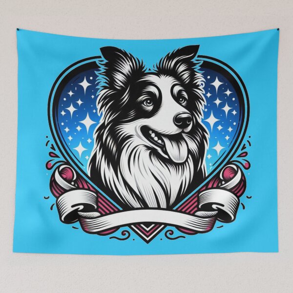 Item preview, Border Collie Black And White Prick Eared Herding Dog Stars designed and sold by CoffeeIsATrip.