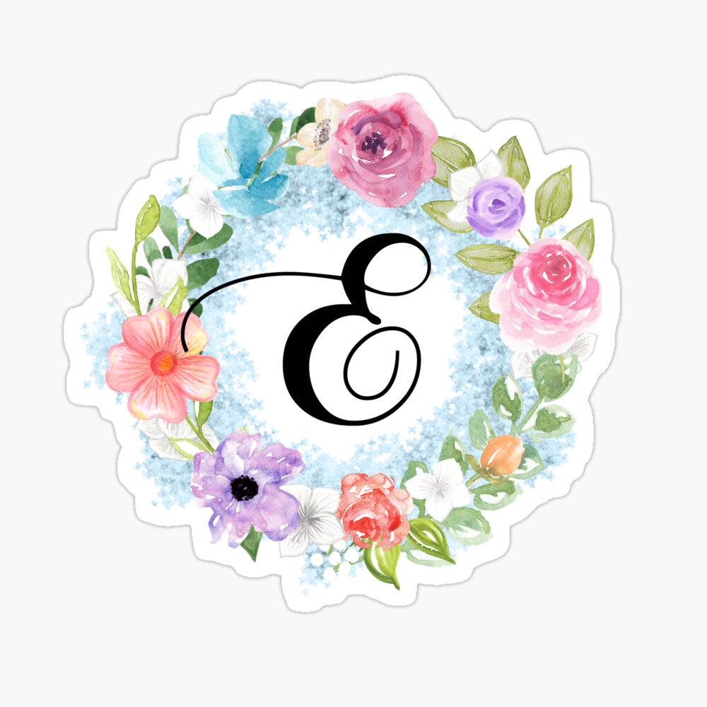 Letter E Flower Crown Monogram Canvas Print by MeeksMcGee