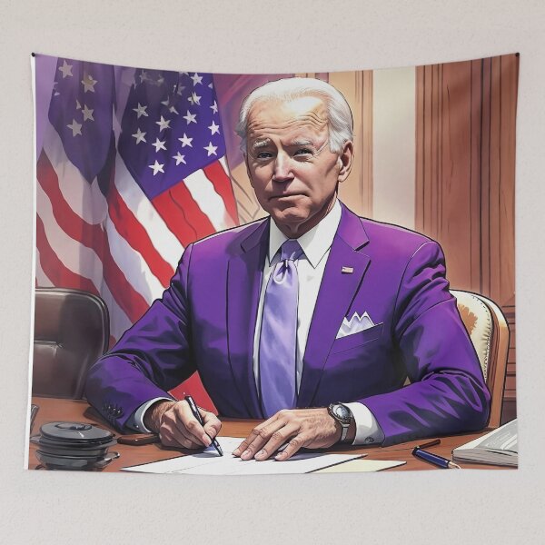 Item preview, Joe Biden sitting at a desk with a flag behind him designed and sold by johndesign88.