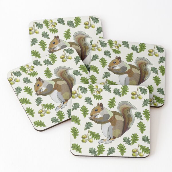 Item preview, Squirrel with Oak Leaves Acorns by BeeFoxTree (cream) designed and sold by BeeFoxTree.