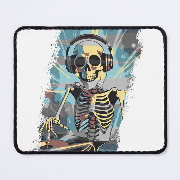 Item preview, A skeleton playing vinyl records at a party designed and sold by Boogeyman Bill.