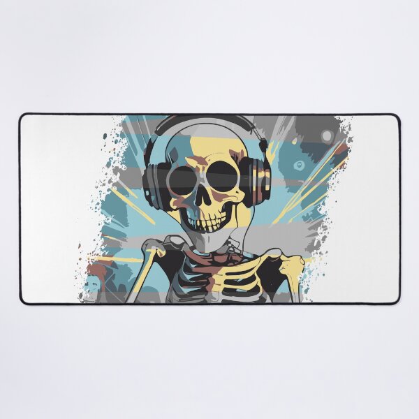 Item preview, A skeleton playing vinyl records at a party designed and sold by Boogeyman Bill.