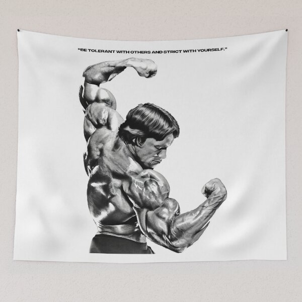Item preview, Stoic Quote “Be tolerant with others and strict with yourself.” Arnold Schwarzenegger fan art designed and sold by HuzaifaNaveedh.
