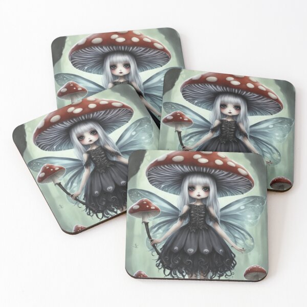 Item preview, Gothic White-Haired Mushroom Fairy Holding a Mushroom designed and sold by CailaStyle.