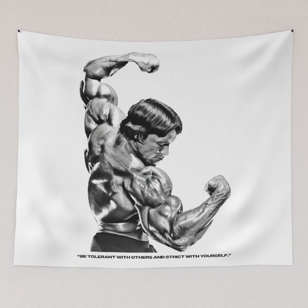 Item preview, Stoic Quote “Be tolerant with others and strict with yourself.” Arnold Schwarzenegger fan art designed and sold by HuzaifaNaveedh.