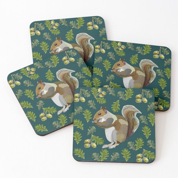 Item preview, Squirrel with Oak Leaves Acorns by BeeFoxTree (Moody) designed and sold by BeeFoxTree.