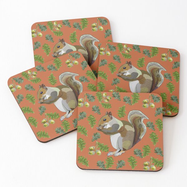 Item preview, Squirrel with Oak Leaves Acorns by BeeFoxTree (Terracotta) designed and sold by BeeFoxTree.