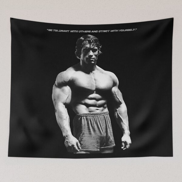 Item preview, Stoic Quote “Be tolerant with others and strict with yourself.” Arnold Schwarzenegger fan art designed and sold by HuzaifaNaveedh.
