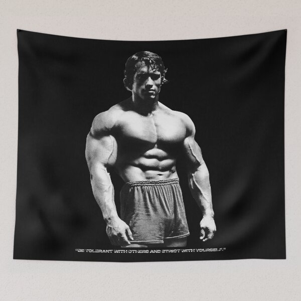 Item preview, Stoic Quote “Be tolerant with others and strict with yourself.” Arnold Schwarzenegger fan art designed and sold by HuzaifaNaveedh.
