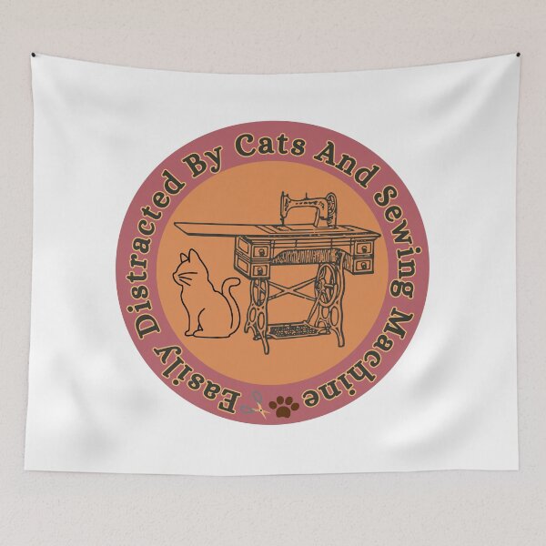 Item preview, Easily Distracted By Cats And Sewing Machine designed and sold by Wiss2Arts.