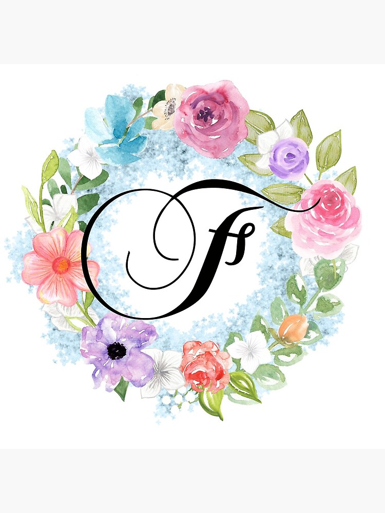  Monogram Letter F With Powder White Rose Floral Sign