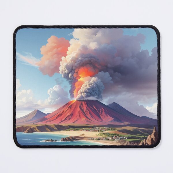 Item preview, A volcano erupting over a beach with krakatoa in the background designed and sold by johndesign88.