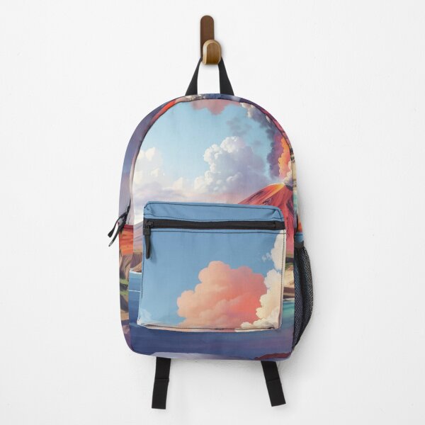 Item preview, A volcano erupting over a beach with krakatoa in the background designed and sold by johndesign88.