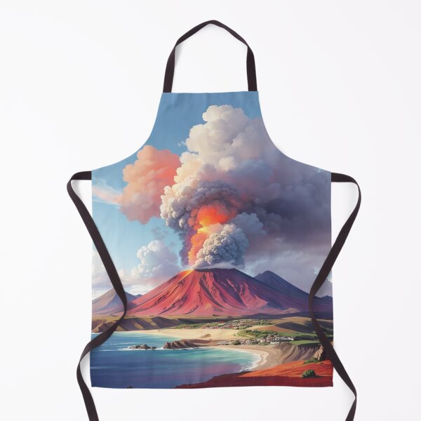Item preview, A volcano erupting over a beach with krakatoa in the background designed and sold by johndesign88.
