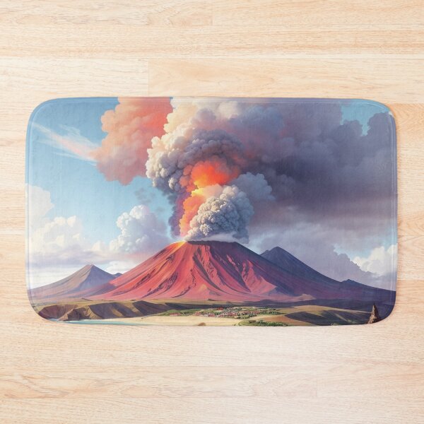 Item preview, A volcano erupting over a beach with krakatoa in the background designed and sold by johndesign88.