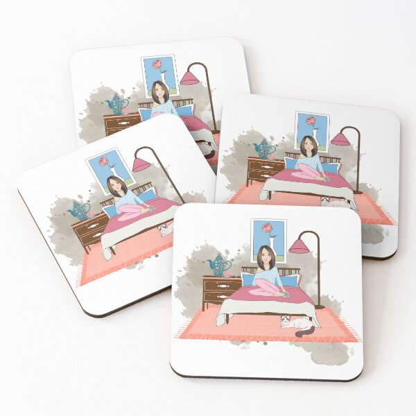 Item preview, Girl at Home sitting on her bed in her bedroom designed and sold by DesignJiggy.