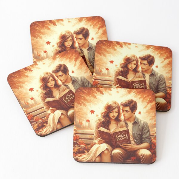 Item preview, Great Escape - Fall - Romance - Couple Reading in the Park designed and sold by AmberRoseWrites.