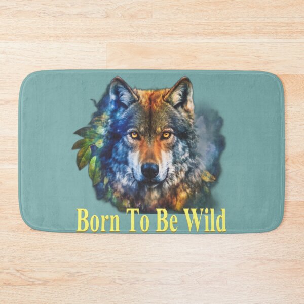 Item preview, Wolf in harmony with nature with the text 'Born to be wild' designed and sold by Tomasz  Siennicki.