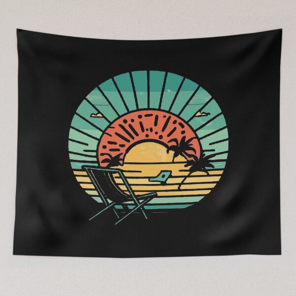 Item preview, Vintage sunbathing on the beach in the setting sun designed and sold by desinganddecor.