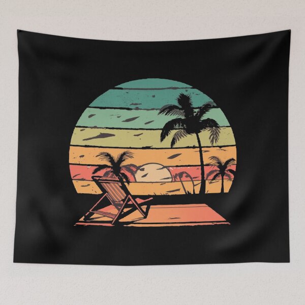 Item preview, Vintage sunbathing on the beach in the setting sun designed and sold by desinganddecor.