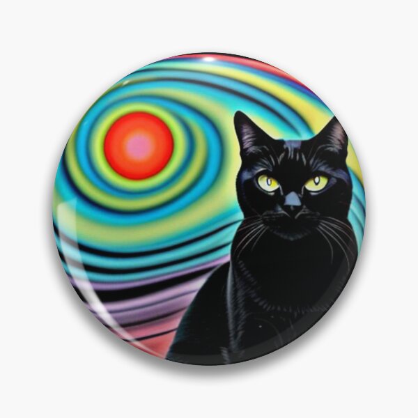 Item preview, Trippy black cat art designed and sold by Flowerslaps.