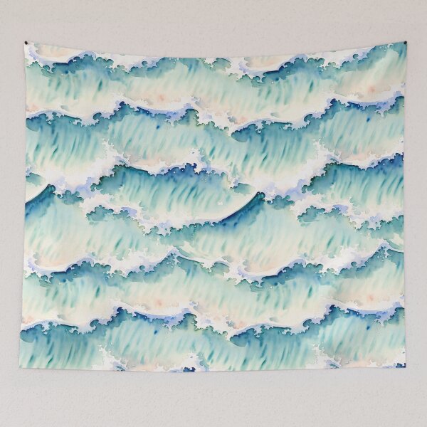 Artikelvorschau, Friedlicher Meereswellen-Aquarell-Surf-Strandtag am Meer entworfen und verkauft von InkAndTails.