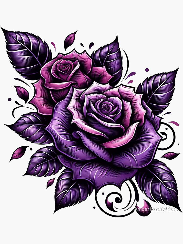 Purple Rose Double Tattoo Art Inspired by Ash Imogen