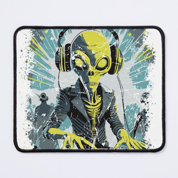 Item preview, An alien playing vinyl records designed and sold by Boogeyman Bill.