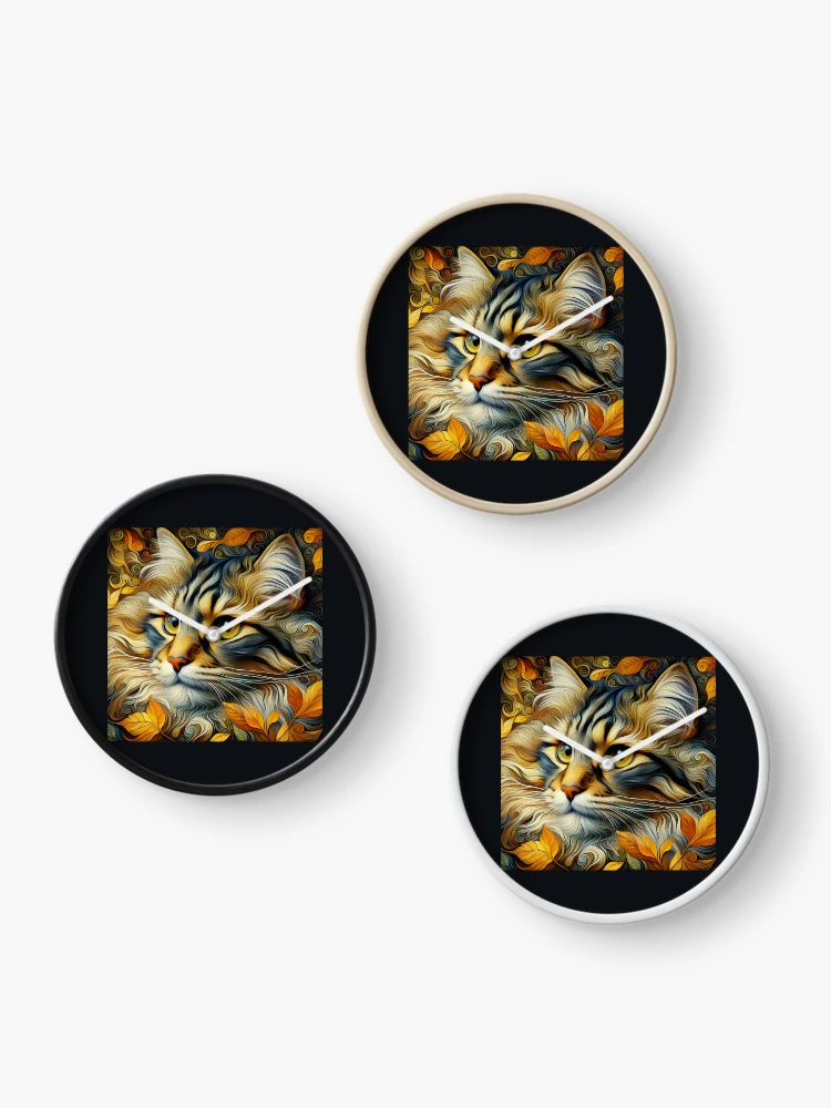 Thumbnail 3 of 4, Clock, Whiskered Renaissance Reverie designed and sold by BastKittyStore.
