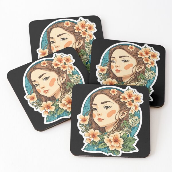 Item preview, Beautiful Girl Portrait adorned with Hawaiian Orchid Flowers designed and sold by NautiChic.