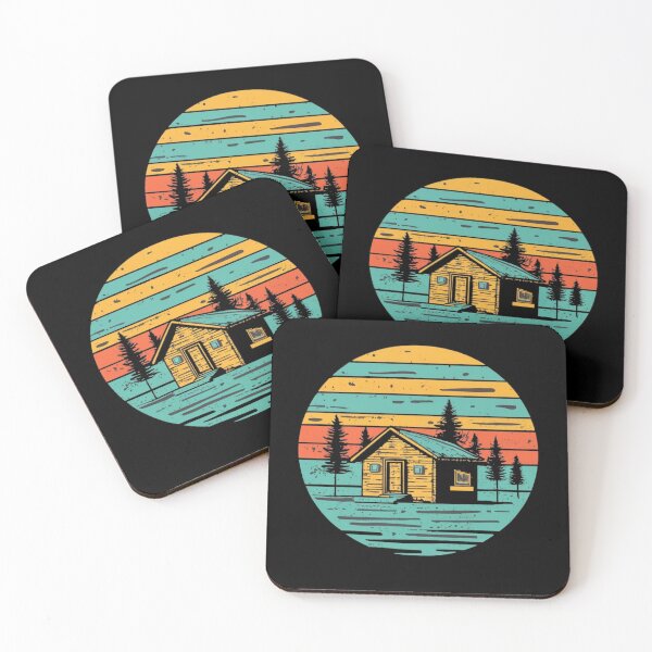 Item preview, Vintage colors sunset and cabin in the forest designed and sold by desinganddecor.