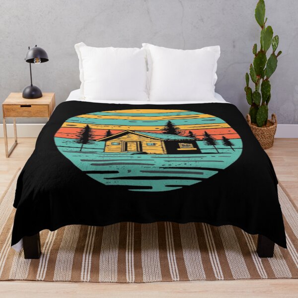 Item preview, Vintage colors sunset and cabin in the forest designed and sold by desinganddecor.
