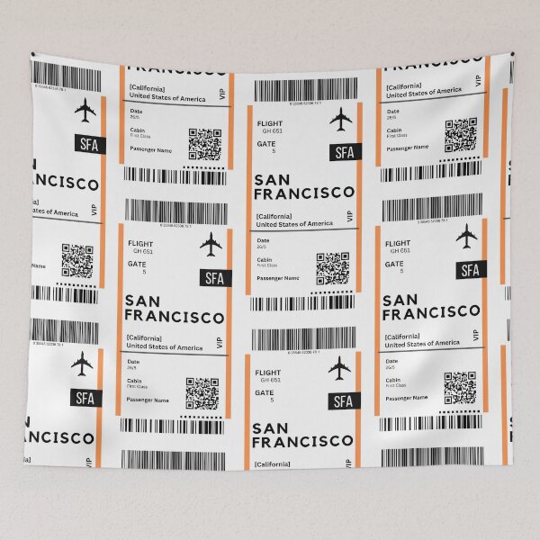 Item preview, San Francisco, California USA Airplane Boarding Pass designed and sold by RoamInk.