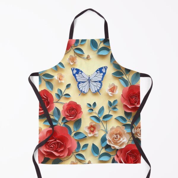 Item preview, Blossom Whispers: Vivid Roses and Blue Butterfly Paper Art designed and sold by Sir Meow Meow.