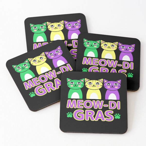 Item preview, Meow-di Gras - Cute Funny Mardi Gras Cat Pun designed and sold by Sunserize Designs.
