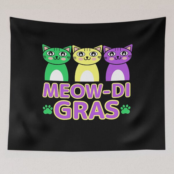 Item preview, Meow-di Gras - Cute Funny Mardi Gras Cat Pun designed and sold by Sunserize Designs.