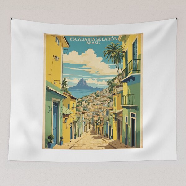 Item preview, Escadaria Seleron Brazil Vintage Poster Tourism  designed and sold by TravelersGems.