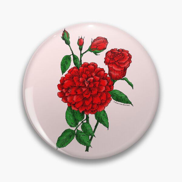 Item preview, Bright Red Flat Rose Bloom Full 26-40 Petals In 3+ Rows designed and sold by Rachael Taylor.