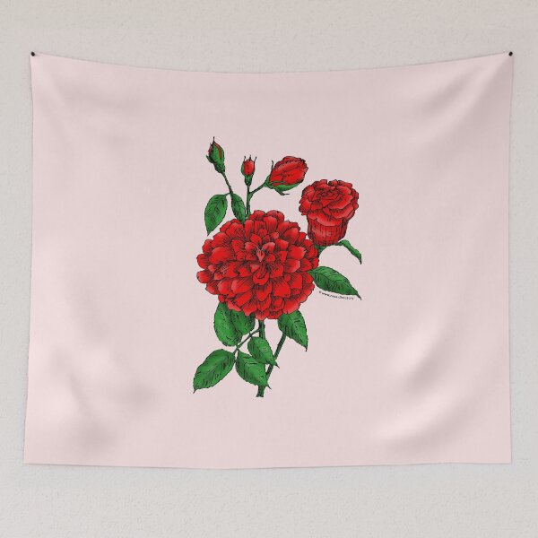 Item preview, Bright Red Flat Rose Bloom Full 26-40 Petals In 3+ Rows designed and sold by Rachael Taylor.