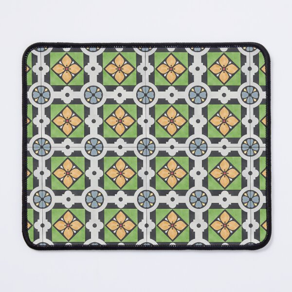 Item preview, Yellow and Blue Flower Geometric Tile Reproduction designed and sold by MadeByGeeClowes.