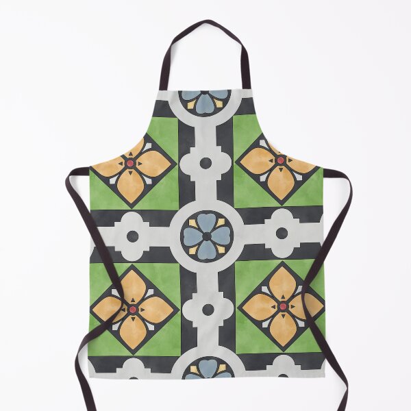 Item preview, Yellow and Blue Flower Geometric Tile Reproduction designed and sold by MadeByGeeClowes.