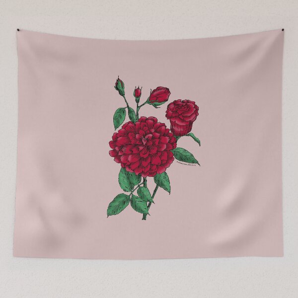 Item preview, Dark Red Flat Rose Bloom Full 26-40 Petals In 3+ Rows designed and sold by Rachael Taylor.